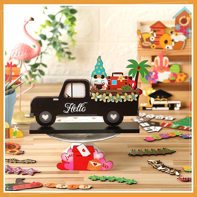 34 Pcs Small Interchangeable Patriotic Truck Decor 4th of July Table - Image 7