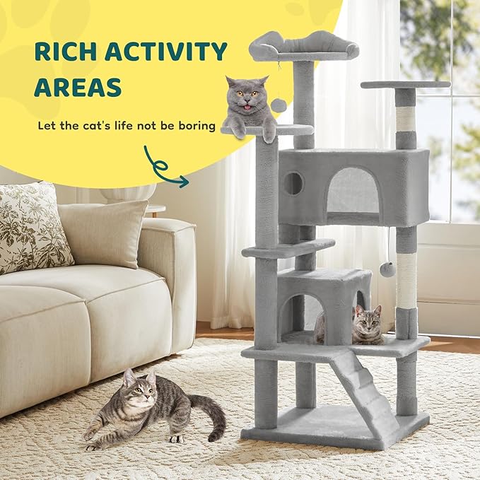 DUMOS 54 Inch Cat Tree Tower, Indoor Multi-Level Pet House - Image 7