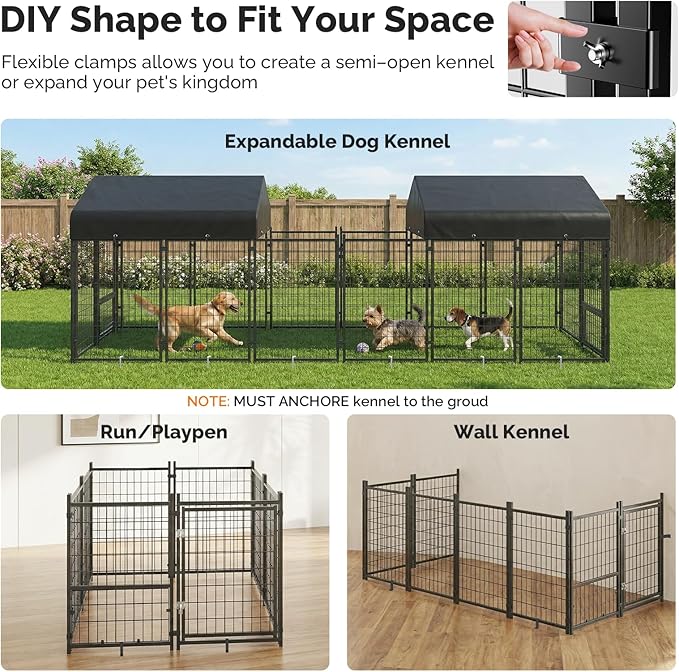 Sino Luban 4x4x4.6FT Dog Kennel Outdoor, Dog Run Enclosure Outside Dog Kennel - Image 7