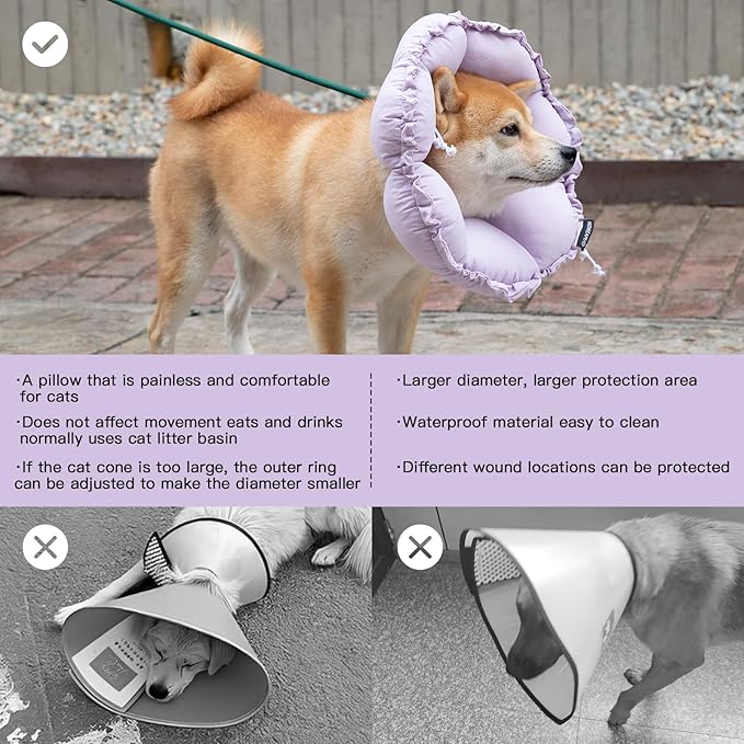 H HIDREAM Soft Dog Cones for Medium Dogs, Cute Adjustable Cone for Dogs to Stop - Image 6