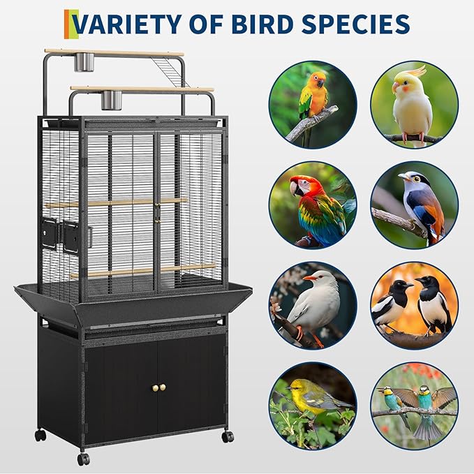 Large Bird Cage, Wood Parakeet Cage - Image 7