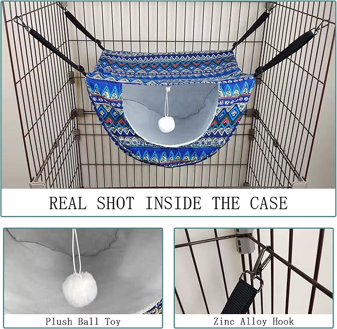 JSPYFITS Cat Cage Hammock with Ball, Double Layer Hanging Adjustable Soft Pet - Image 9
