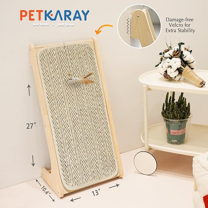 PETKARAY L Shape Cat Scratcher, Sisal Scratching Ramp, Chevron Scratching Pad - Image 7