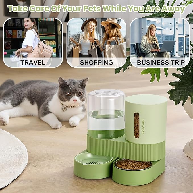 2 Pack Automatic Cat Feeder Stainless Steel Water Dispenser Gravity Food Feeder - Image 7