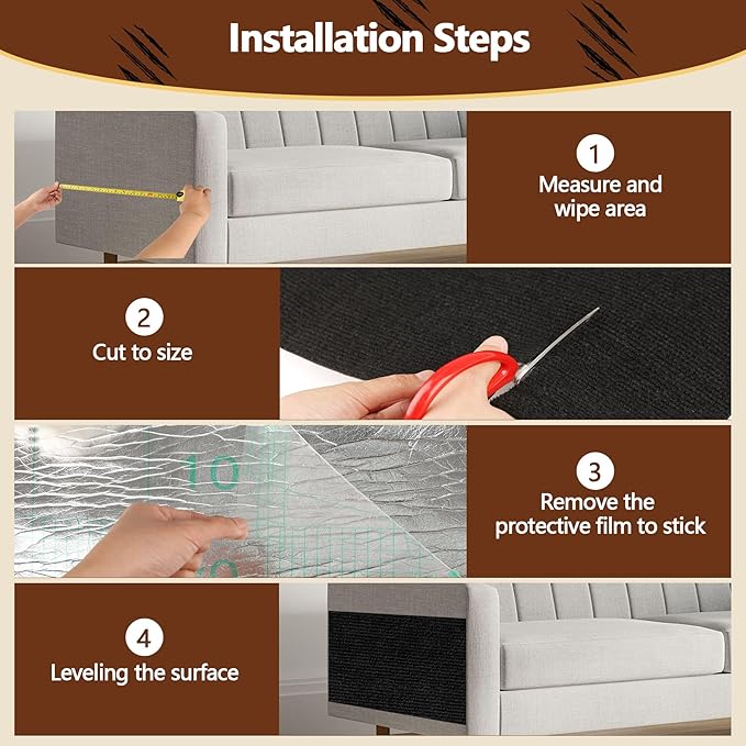 Cat Scratch Furniture Protector, 39.4"x15.8" Self Adhesive Cat Scratch Mat Pad - Image 7