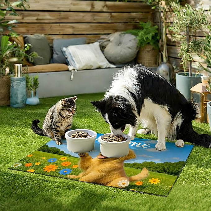 HOMETITUTE Cute Puppy Dog Food Mat 20" x 12", Non Slip Dog Bowl Mat - Image 9