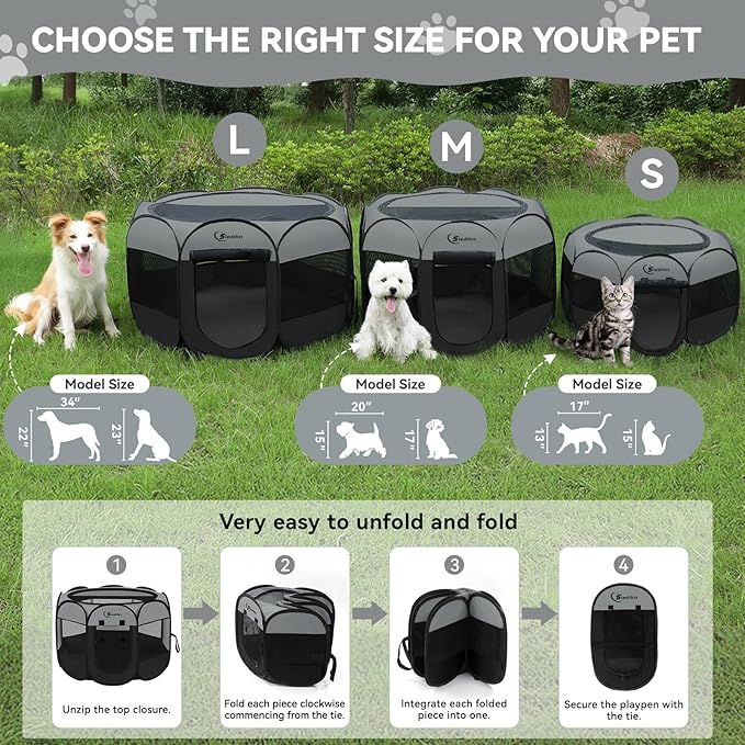 Siedihit Dog Cat Playpen with Washable Pee Pad, Puppy Pet Playpen Indoor - Image 8