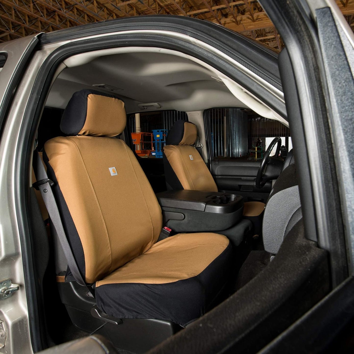 Carhartt Universal Nylon Duck Canvas Fitted Bucket Seat Cover, Durable Seat Protection with Rain Defender, Single, Carhartt Brown