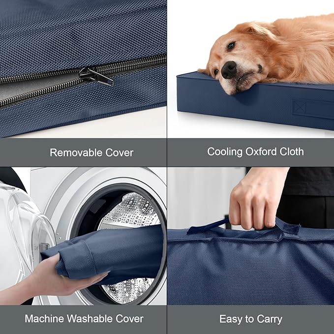 Outdoor Large Washable Dog Bed, Orthopedic Egg Crate Foam Dog Crate Mat - Image 6