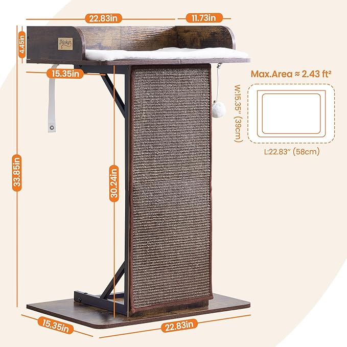Modern Wood Cat Tree Tower for Indoor Large Cats, 33.8-Inch Tall Wooden Cat - Image 9