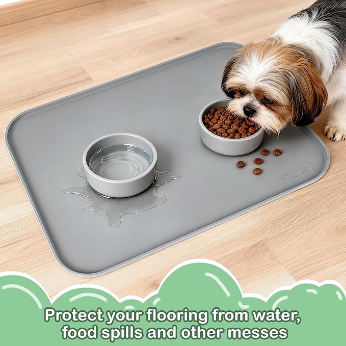100% Waterproof Silicone Pet Feeding Mat, Warped Resistant Raised Edge BPA-Free - Image 9