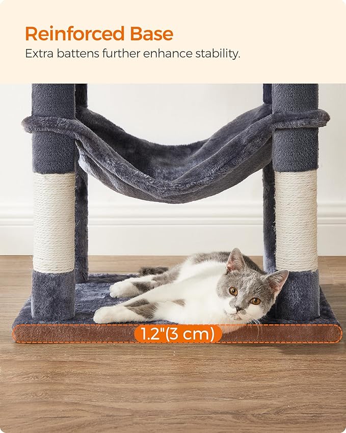Feandrea Cat Tree, 54.2-Inch Cat Tower, Plush Multi-Level Condo - Image 8