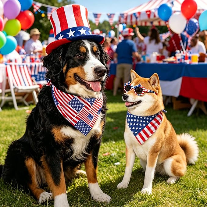 4th of July Dog Bandanas Dual-Layer 2 Pack, Patriotic American Flag Pet - Image 6