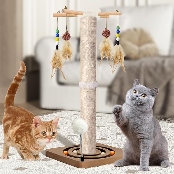 PAROTO Tall Cat Scratching Post, 33 Inch Sisal Cat Tree Tower Scratcher - Image 8