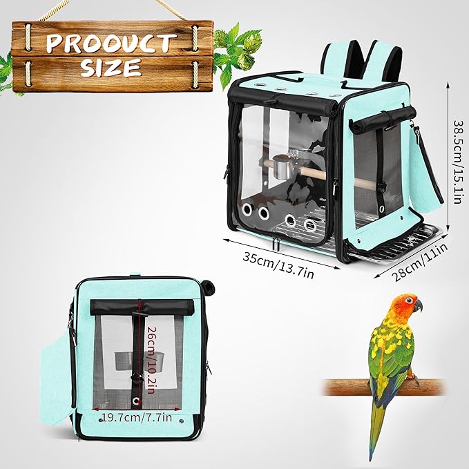Bird Carrier with Seat Belt for Car Travel, Bird Backpack Carrier with - Image 6