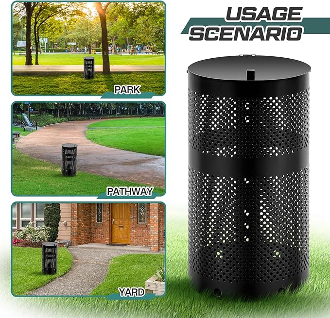 Dansydaisy Round Outdoor 10 Gallon Capacity Trash Can - Image 6