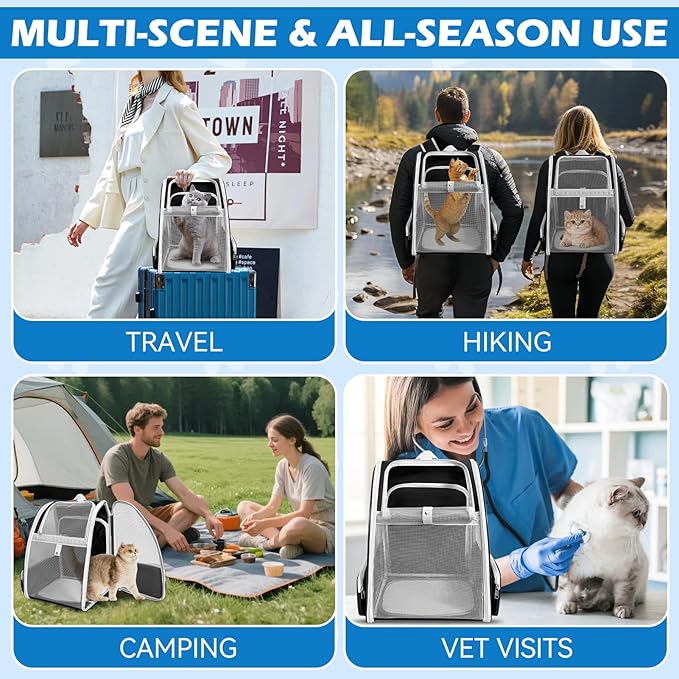 Cat Backpack Carrier, Expandable Pet Carrier Backpack - Image 7