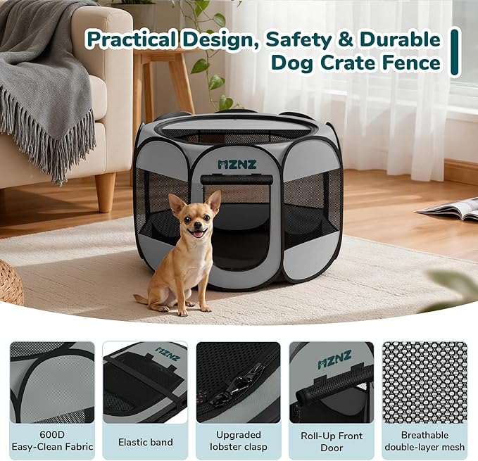 Dog Cat Playpen, Portable Small Animal Playpen Crate Indoor - Image 7