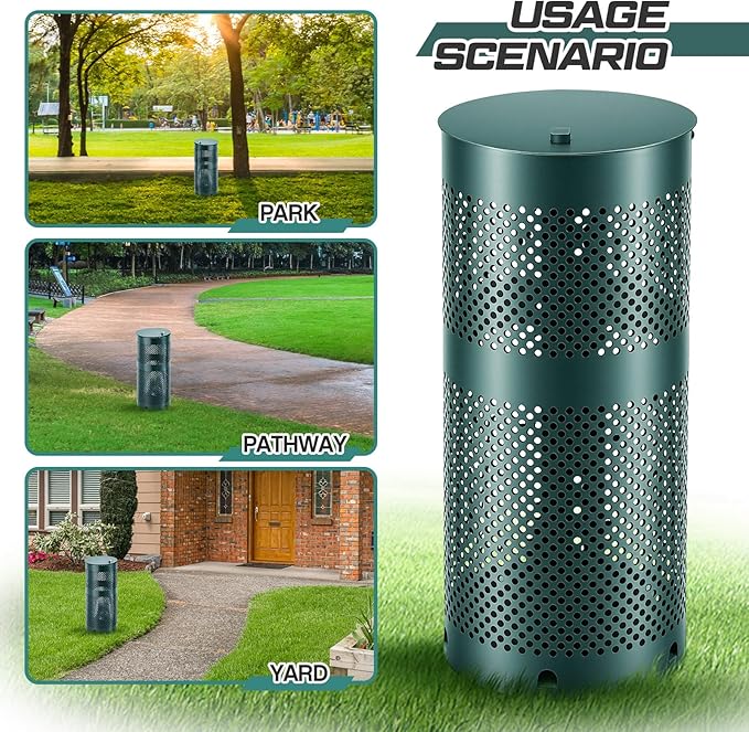 Dansydaisy Round Outdoor 8 Gallon Capacity Trash Can - Image 6