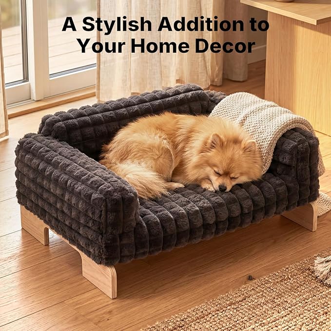 Veehoo Elevated Cat Bed Indoor, Wood Furniture Style Cat Couch Sofa - Image 7
