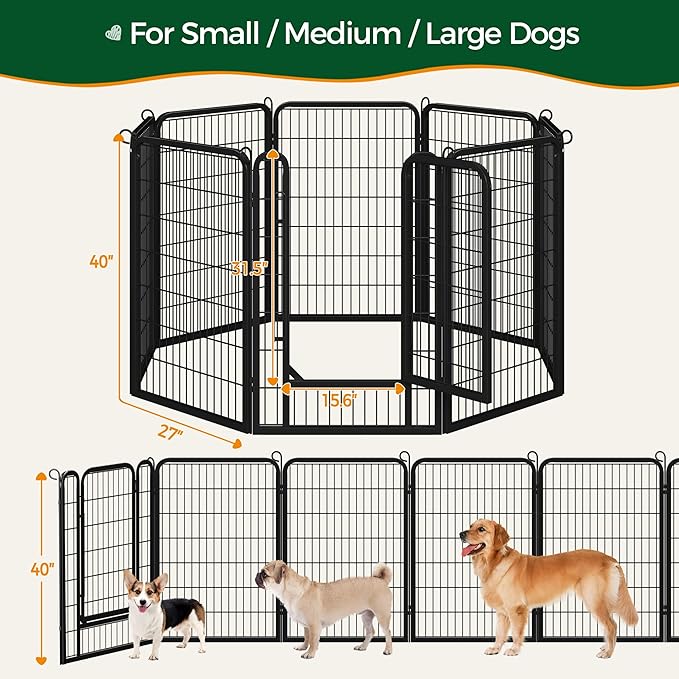 Yaheetech Dog Playpen, 40 Inch 8 Panels Heavy Duty Metal Pet Fence - Image 9
