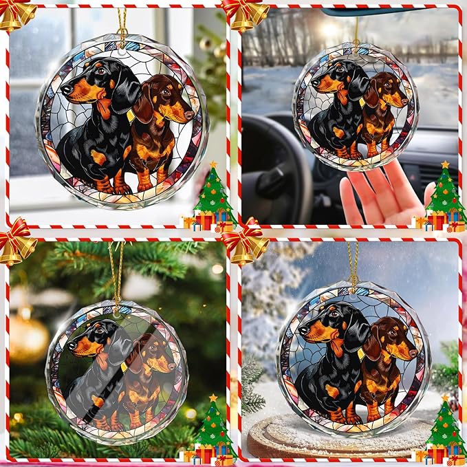 Dachshund Christmas Ornament, Stained Glass Dachshund - Image 6