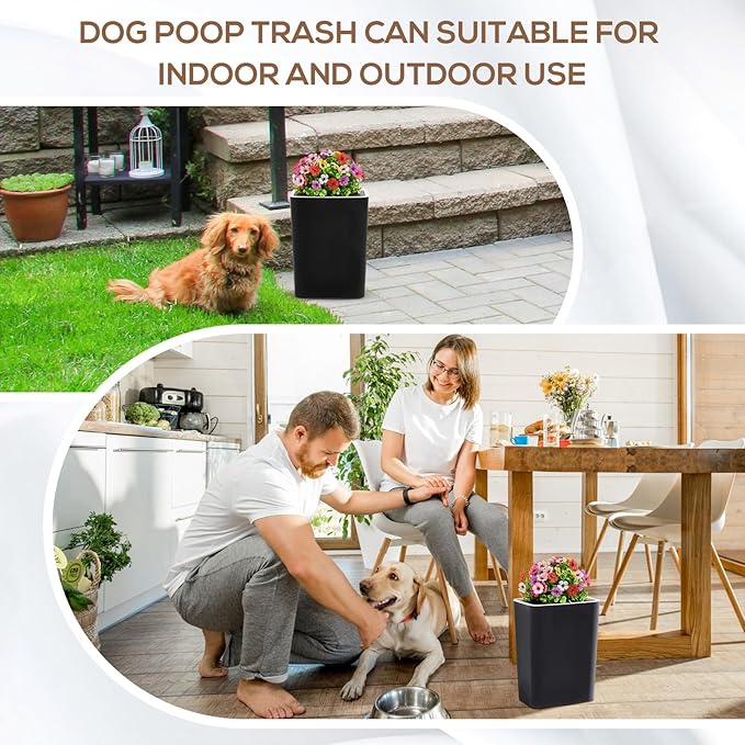 Jingmore Dog Poop Trash Can Outside 3.96 Gal/15 L Plant Styled Dog Waste Trash - Image 6