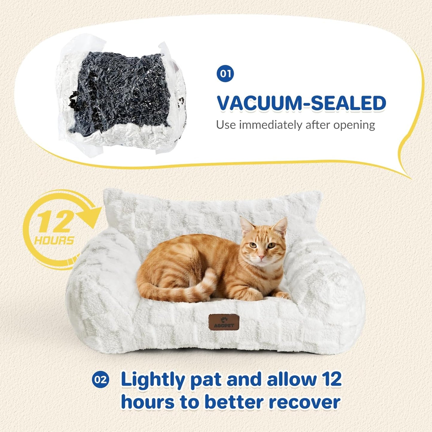 Cat Bed Cats Couch for Puppy and Kitten, Fluffy Pet Couch Small Dog Sofa Bed, Supportive Cat Sofa for Indoor Cats, Washable Cover & Non-Slip, 26 inch, Blue