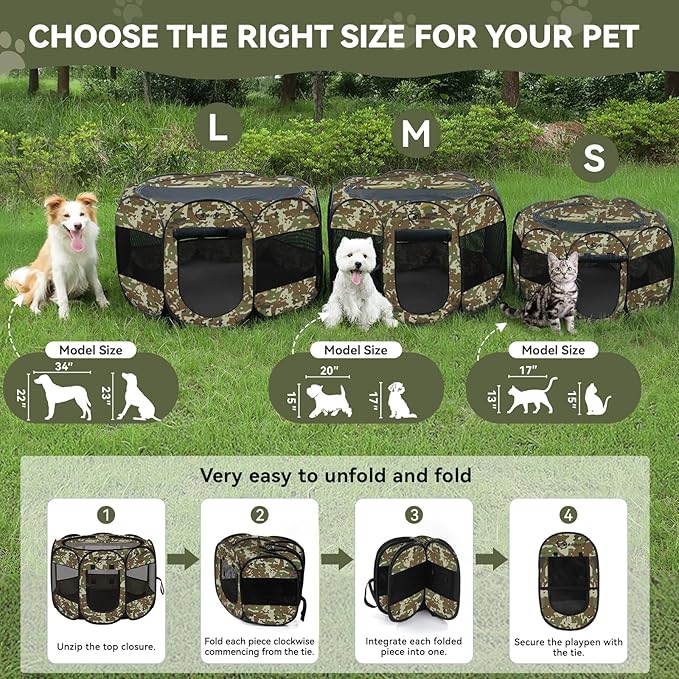 Pink Puppy Playpen for Middle Dog Cat, Dogs Tent Crate Cage Indoor/Outdoor - Image 9