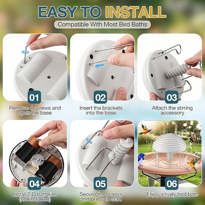 Bird Bath Water Agitator, Quiet Waterproof Birdbath Circulator, Keeps Water - Image 6