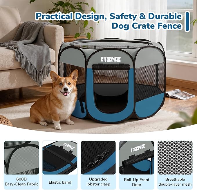 Dog Cat Playpen, Portable Puppy Pet Crate Indoors - Image 7