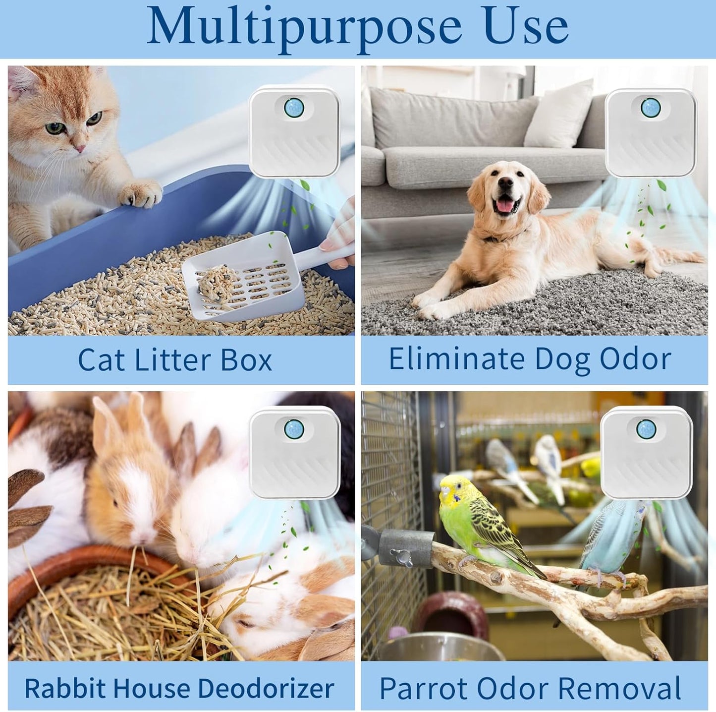 Smart Cat Litter Deodorizer,Dust-Free Cat box Deodorizer Rechargeable 4000 mAh,for All Kinds of Cat Litter Box Bathroom Wardrobe Kitchen and Small Area, White