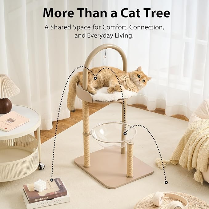 34" Modern Cat Tree Furniture, Minimalist Metal Frame Cat Tower - Image 9