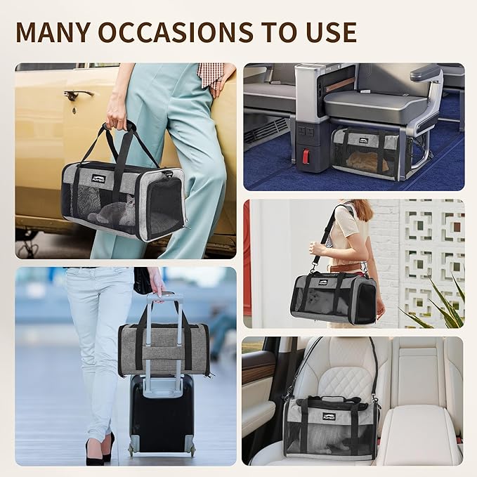 TSA Approved Pet Carrier for Small Cats and Puppies, Soft-Sided and Foldable - Image 7