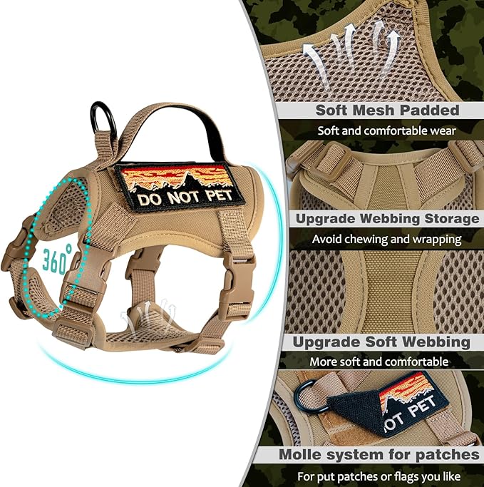 Tactical Cat Harness for Walking, Adjustable Escape Proof Pet Vest for Large Cat - Image 7