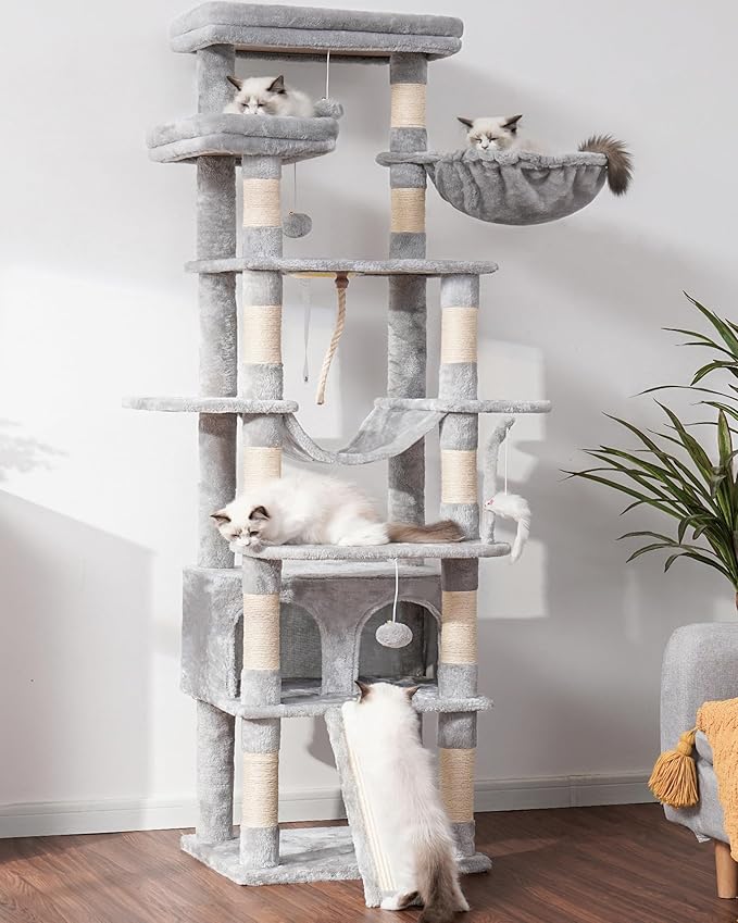 Heybly Tall Cat Tree, 78-inch Multi-Level Cat Tower - Image 9