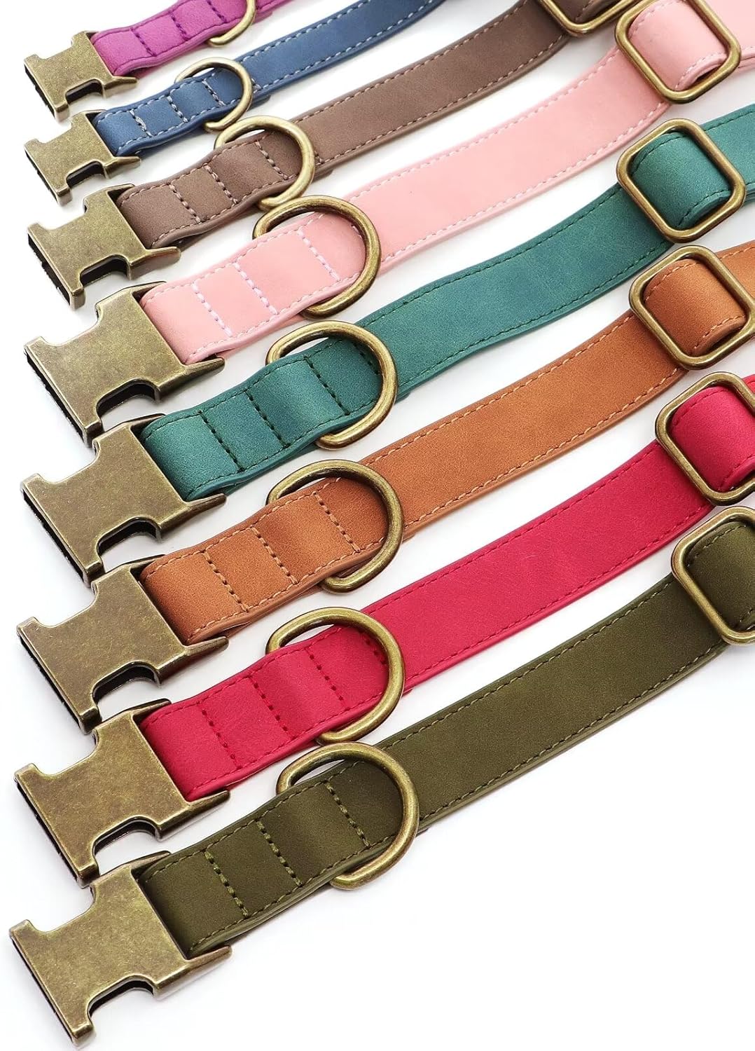 Didog Soft PU Leather Dog Collar, Stylish Quick Released Dog Collars for Medium Dogs, Easy Clean Adjustable Pet Collar for Daily Walking, Pink, M Fit 13-21" Neck