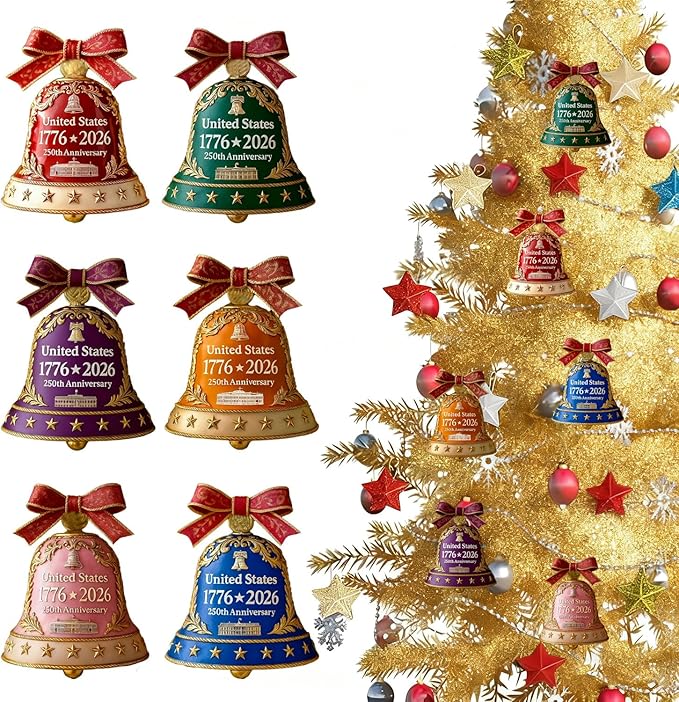 6 Pcs United States 250th Anniversary Bell Ornament Vintage-Style Metal - Image 7