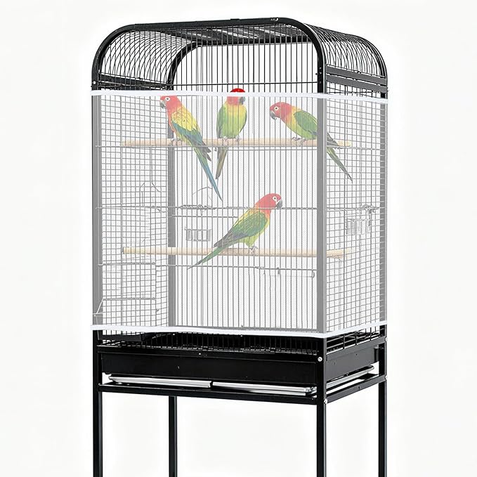 Fengek 2 Pack White Bird Cage Cover, Adjustable Bird Cage Seed Catcher - Image 6