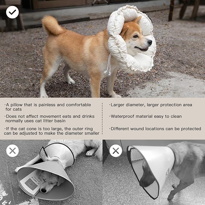 H HIDREAM Soft Dog Cones for Medium Dogs, Cute Adjustable Cone for Dogs to Stop - Image 6