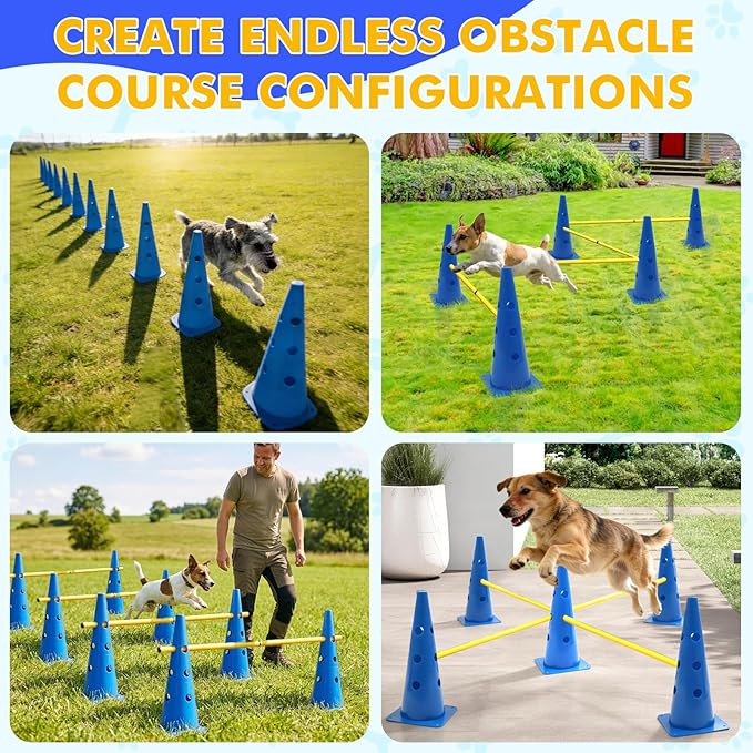 Wdmiya 18.9" Dog Agility Training Hurdle Cone Set, Dog Agility Course Backyard - Image 8