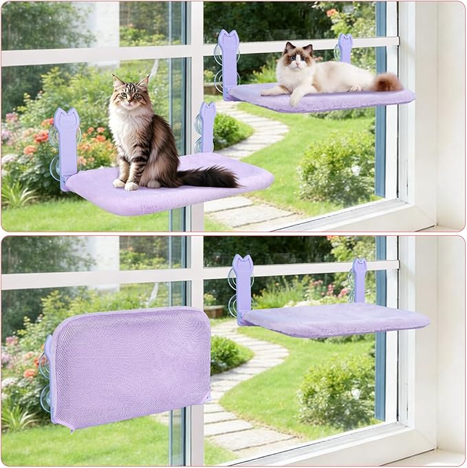 2 Pack Cat Window Perch, Cat Window Hammock Cordless Foldable Window Bed - Image 8