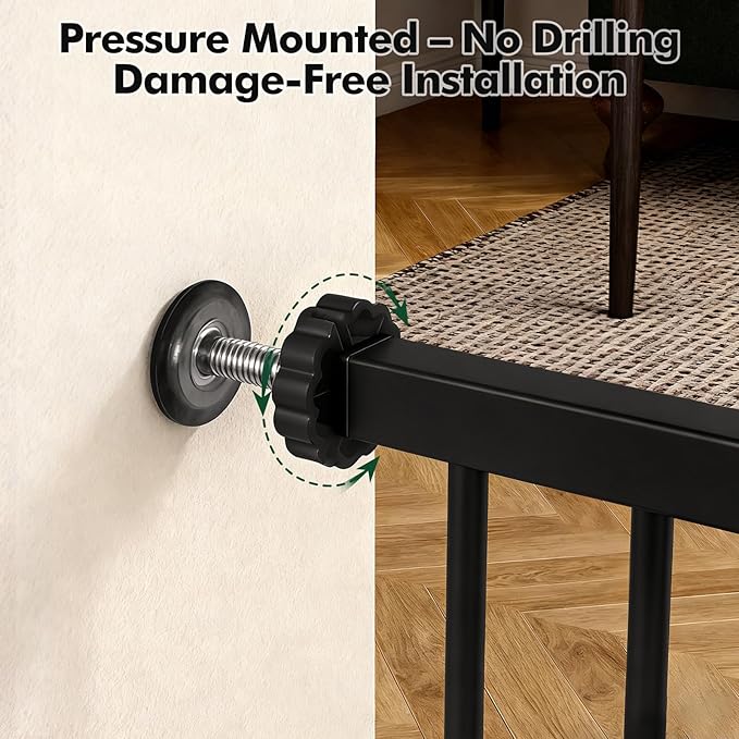 Metal Pet Gate with Cat Door, Adjustable Dog Gate - Image 7