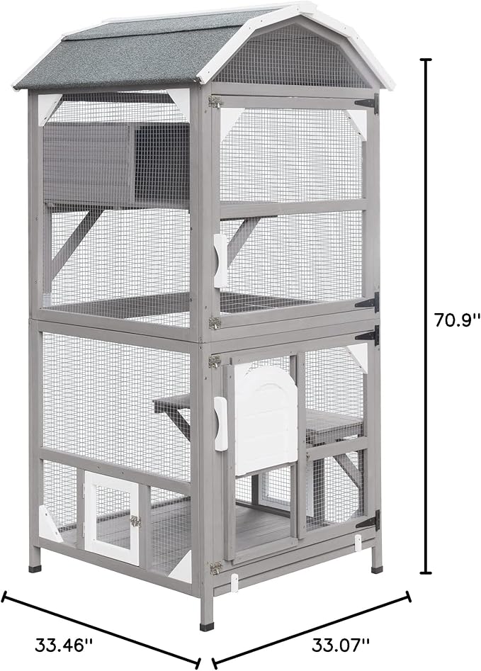 Gowoodhut 71'' Large Cat House Outdoor Catio Enclosures Indoor Kitten Cages - Image 8