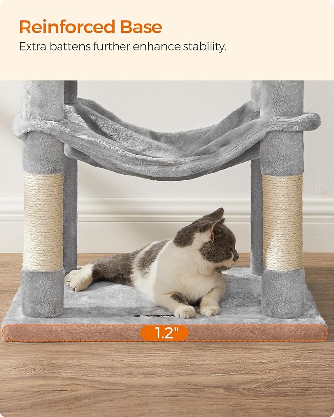 Feandrea Cat Tree, 54.2-Inch Cat Tower, Plush Multi-Level Condo - Image 9