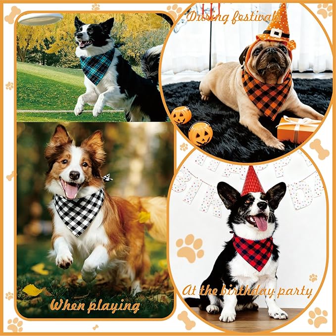 Plaid Dog Bandana with Button - Image 7
