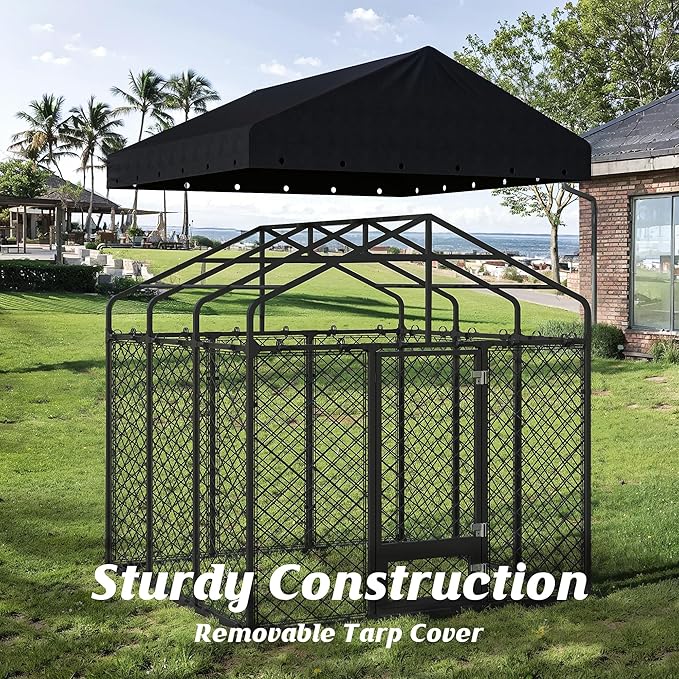 6x6FT Dog Kennel Outdoor with Roof - Image 8