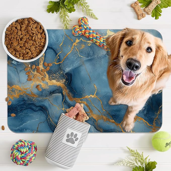 Marble Pet Feeding Mat, Non-Slip Rubber Backing Mat, Cat Dog Accessories - Image 7