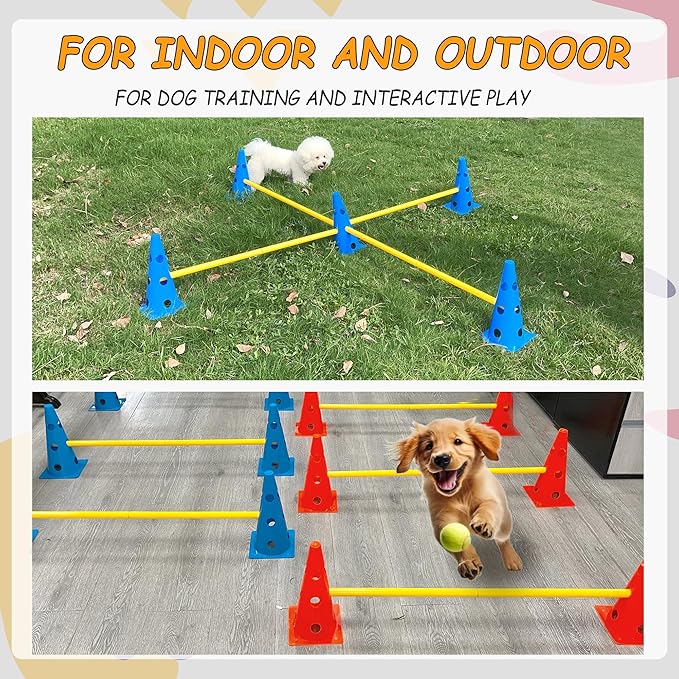 Dog Agility Hurdle Cone Set, Dog Agility Backyard Set Include Height cossbar - Image 7