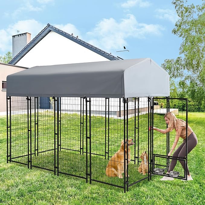 8x4x6 FT Dog Kennel Outdoor for Large Dogs, Dog Enclosure Dog Cage Pet House - Image 8